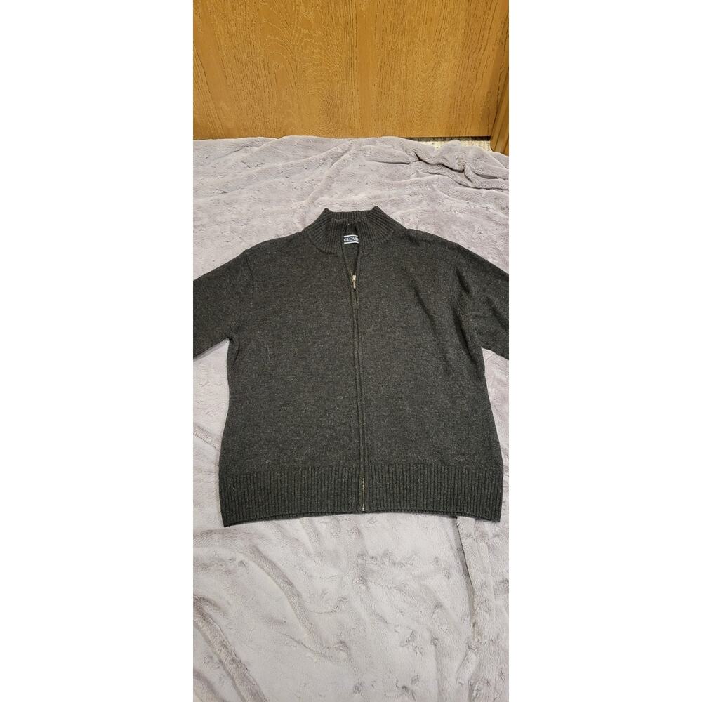 WoolOvers 100% New Wool Zip Cardigan Sweater Men XL Charcoal Gray Cozy